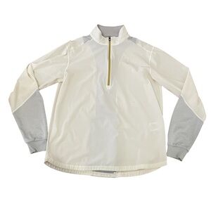 Footjoy White and Gray Quarter-Zip Pullover